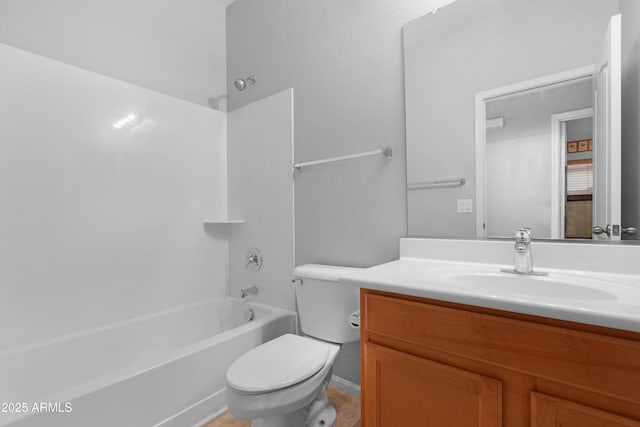 full bathroom featuring vanity, shower / bathing tub combination, and toilet