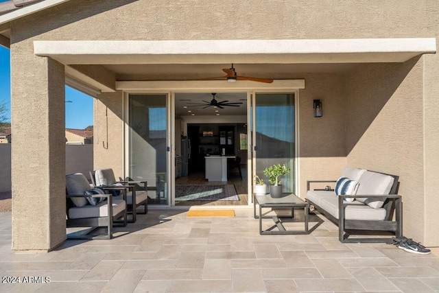 view of patio with ceiling fan