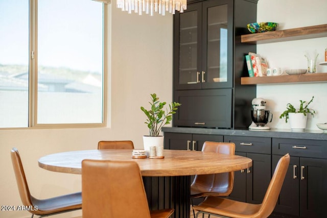 dining area with a chandelier