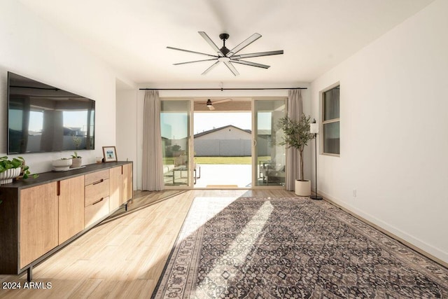 interior space with light hardwood / wood-style flooring