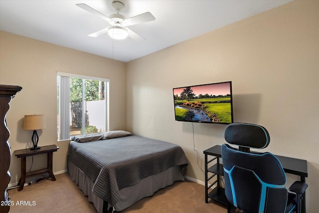 3350 E Rosemonte Dr, Phoenix, AZ 85050 - bedroom featuring light colored carpet, baseboards, and a ceiling fan