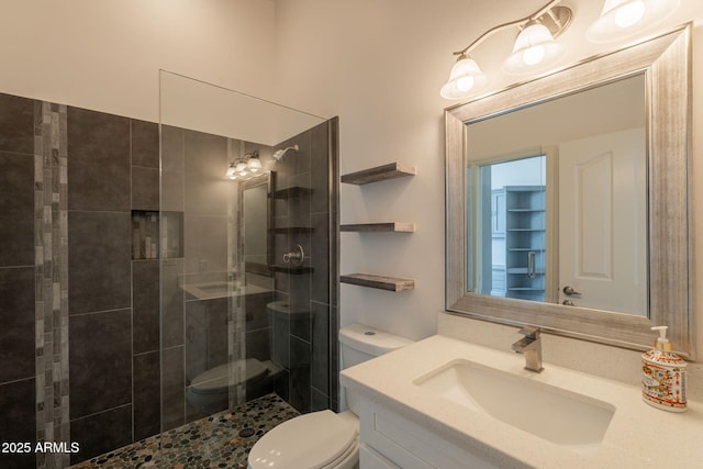 8502 E Santa Catalina Dr, Scottsdale, AZ 85255 - bathroom with toilet, vanity, and a stall shower