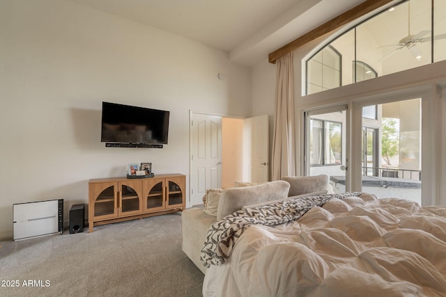 8502 E Santa Catalina Dr, Scottsdale, AZ 85255 - carpeted bedroom with access to outside and a towering ceiling