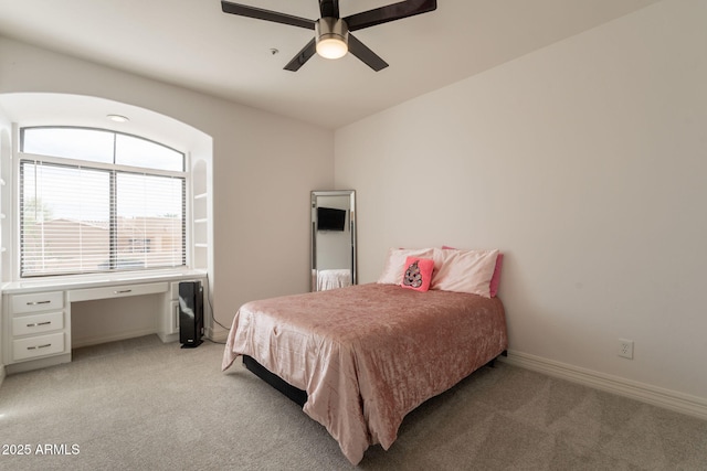 8502 E Santa Catalina Dr, Scottsdale, AZ 85255 - bedroom featuring light carpet, a ceiling fan, and baseboards