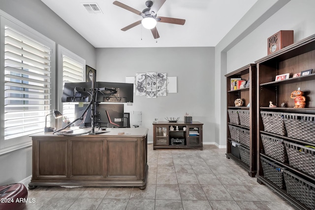 office featuring ceiling fan