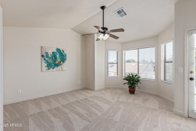 4933 E Downing St, Mesa, AZ 85205 - carpeted empty room featuring a ceiling fan and vaulted ceiling