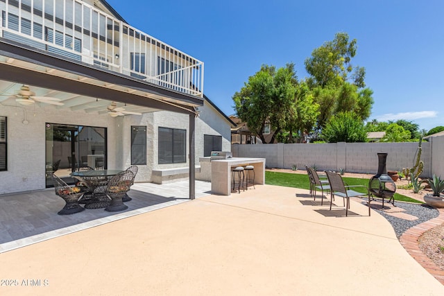 4933 E Downing St, Mesa, AZ 85205 - patio / terrace featuring a fenced backyard, ceiling fan, and a patio
