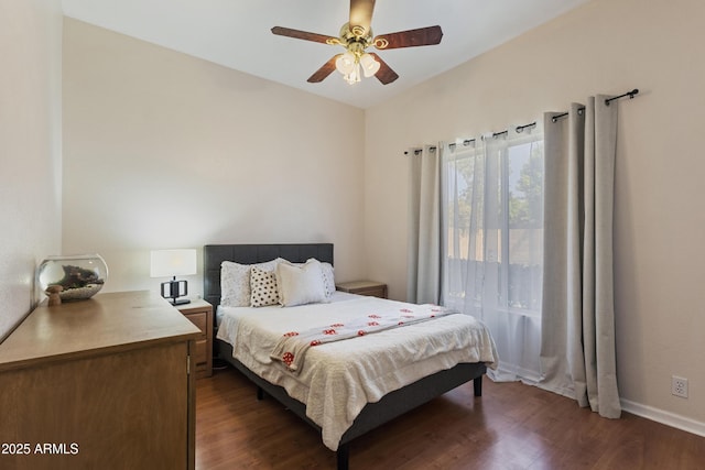 7736 W Tumblewood Dr, Peoria, AZ 85382 - bedroom with dark wood-style floors and a ceiling fan