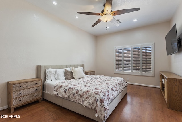 7736 W Tumblewood Dr, Peoria, AZ 85382 - bedroom featuring wood finished floors, recessed lighting, and a ceiling fan