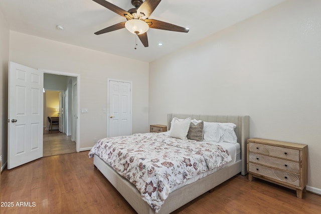7736 W Tumblewood Dr, Peoria, AZ 85382 - bedroom with wood finished floors and a ceiling fan