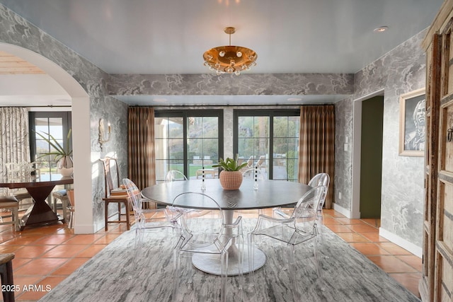 view of tiled dining area