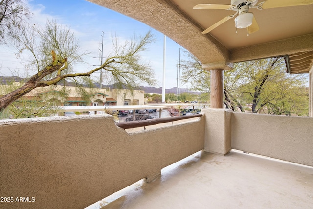 balcony with ceiling fan