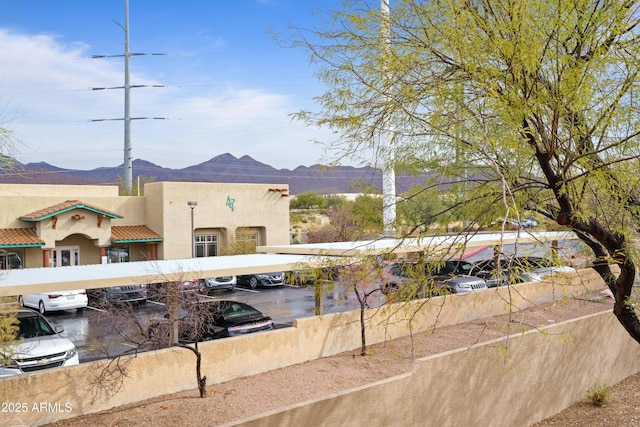 view of yard featuring a mountain view