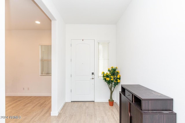 foyer with light hardwood / wood-style flooring