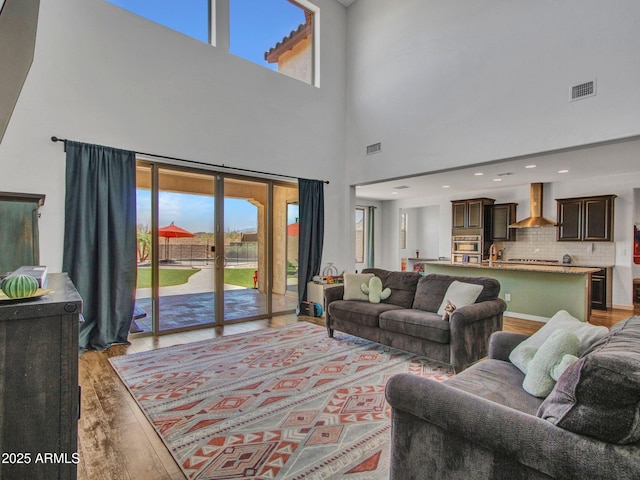 4132 W Tunnel Mine Rd, New River, AZ 85087 - living area with light wood finished floors and a high ceiling