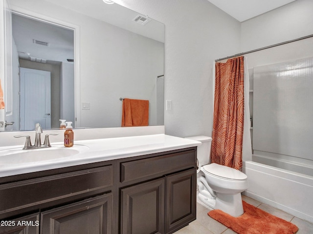 4132 W Tunnel Mine Rd, New River, AZ 85087 - bathroom with toilet, vanity, tile patterned flooring, and shower / tub combo