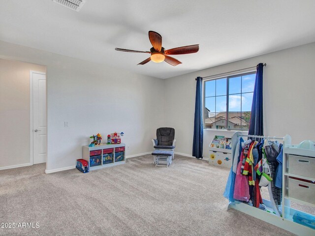 4132 W Tunnel Mine Rd, New River, AZ 85087 - rec room with ceiling fan, carpet, and baseboards