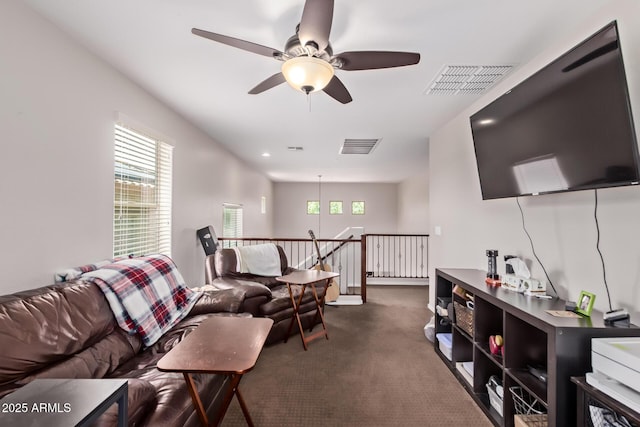 7031 W Lone Tree Trl, Peoria, AZ 85383 - carpeted living area with ceiling fan