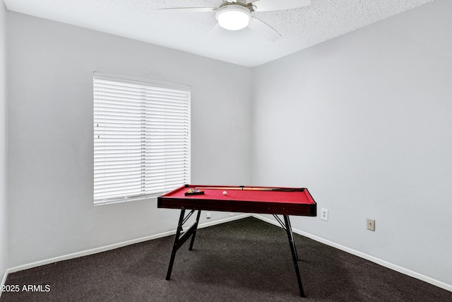 3106 S Extension Rd, Mesa, AZ 85210 - playroom with a ceiling fan, carpet, baseboards, and a textured ceiling