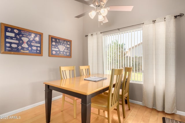3412 E Kristal Way, Phoenix, AZ 85050 - dining room featuring wood finished floors, baseboards, and a ceiling fan