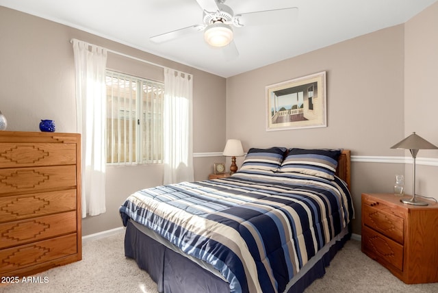 3412 E Kristal Way, Phoenix, AZ 85050 - bedroom with light colored carpet, baseboards, and ceiling fan