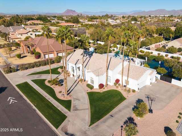 bird's eye view with a mountain view and a residential view