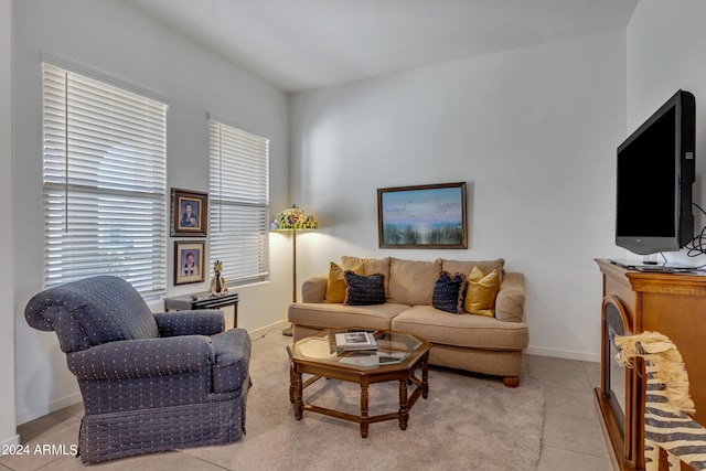 view of tiled living room