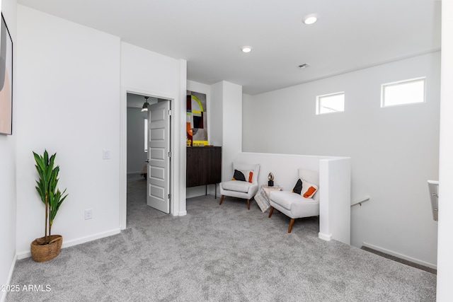 651 N Ironwood Dr Unit 8, Apache Junction, AZ 85120 - living area with carpet floors, recessed lighting, an upstairs landing, and baseboards