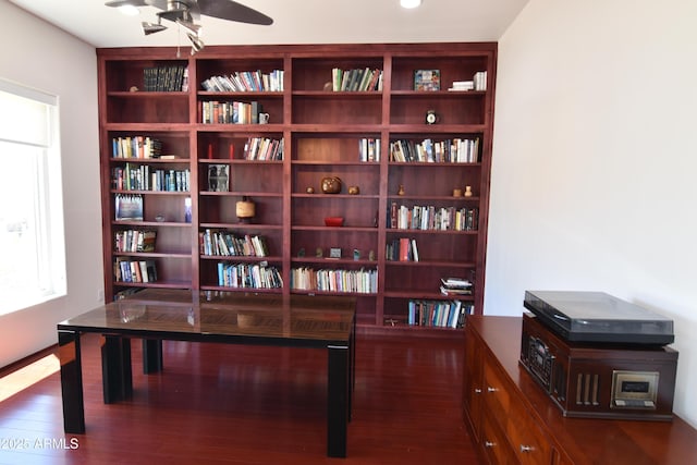 2570 E Manzanita St, Apache Junction, AZ 85119 - office space featuring bookshelves, wood finished floors, and ceiling fan