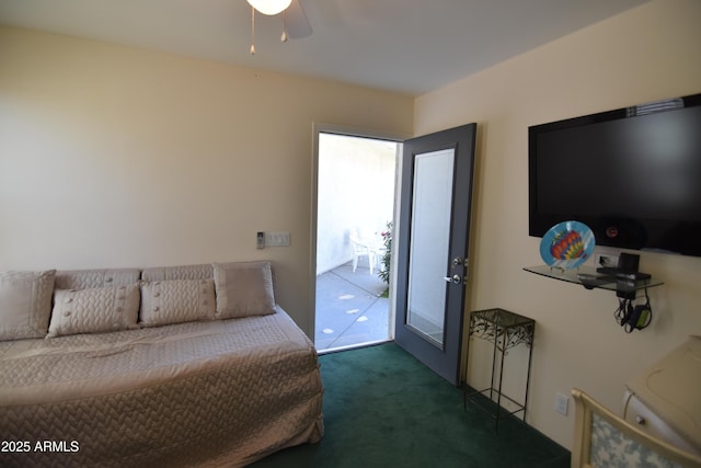 2570 E Manzanita St, Apache Junction, AZ 85119 - bedroom with carpet flooring, ceiling fan, and access to exterior