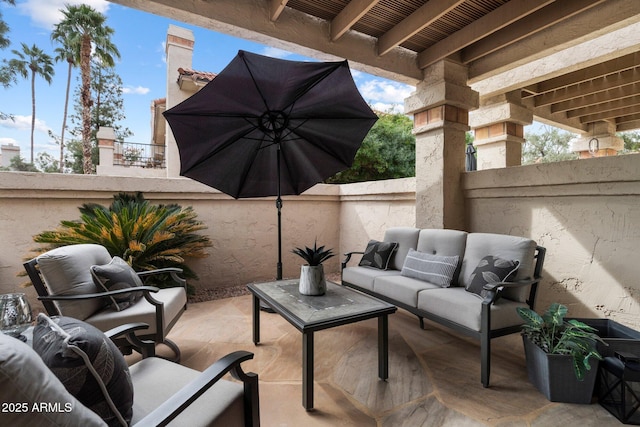 view of patio / terrace featuring an outdoor living space