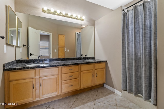 20464 E Bronco Dr, Queen Creek, AZ 85142 - bathroom with double vanity and tile patterned flooring