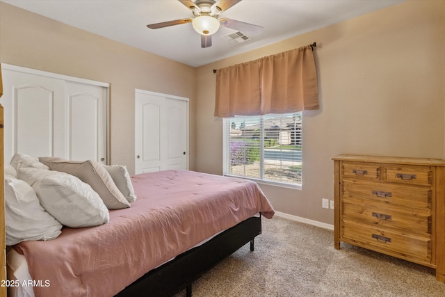 20464 E Bronco Dr, Queen Creek, AZ 85142 - bedroom with light colored carpet and ceiling fan