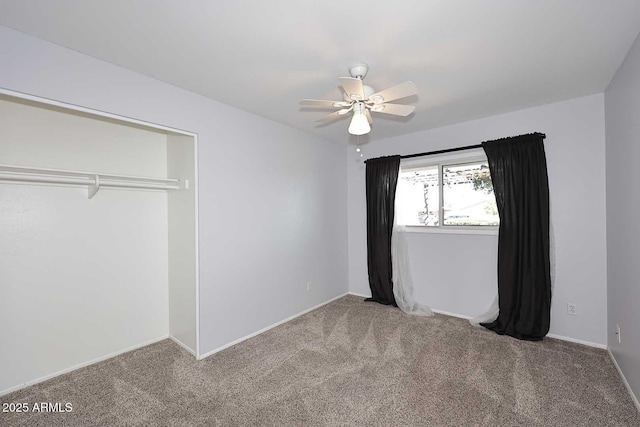 5634 N 39th Ave, Phoenix, AZ 85019 - unfurnished bedroom with baseboards, carpet, ceiling fan, and a closet