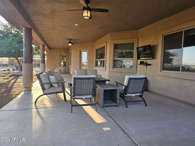 view of patio / terrace with outdoor lounge area and ceiling fan