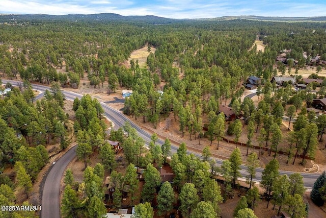 2600 W Old Linden Rd, Show Low, AZ 85901 - aerial view of property's location with a heavily wooded area and a mountain backdrop