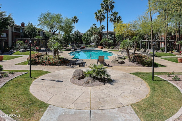 view of pool with a patio