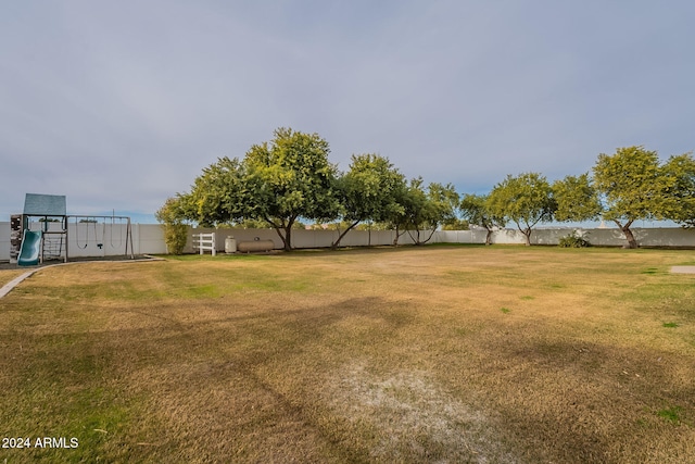 view of yard with a playground