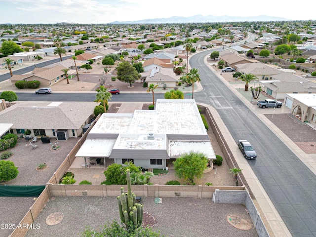 aerial view featuring a residential view and a mountain view