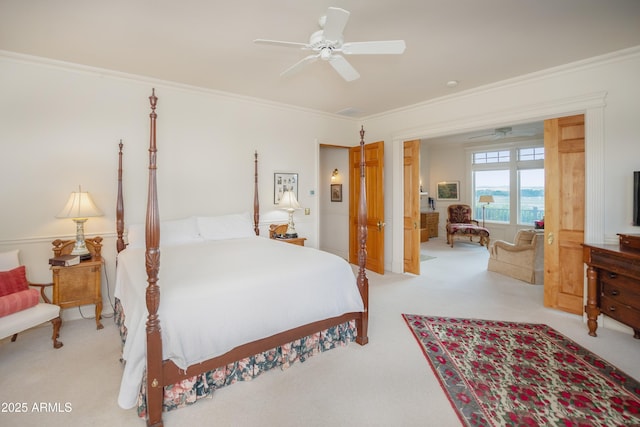 19125 N Lower Territory Rd, Prescott, AZ 86305 - carpeted bedroom with ornamental molding and a ceiling fan