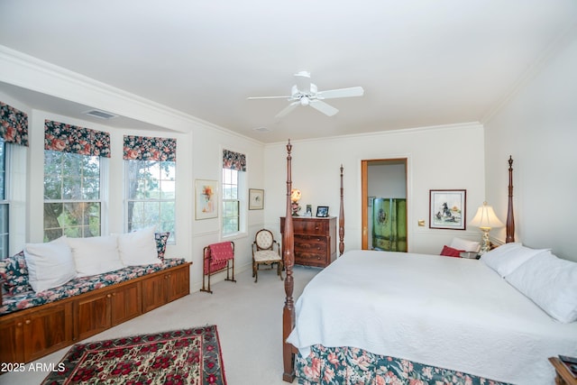 19125 N Lower Territory Rd, Prescott, AZ 86305 - bedroom with carpet flooring, ornamental molding, and a ceiling fan