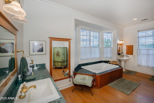 19125 N Lower Territory Rd, Prescott, AZ 86305 - full bath featuring wood finished floors, crown molding, and a garden tub