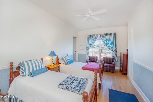 19125 N Lower Territory Rd, Prescott, AZ 86305 - bedroom featuring wood finished floors, ornamental molding, and ceiling fan