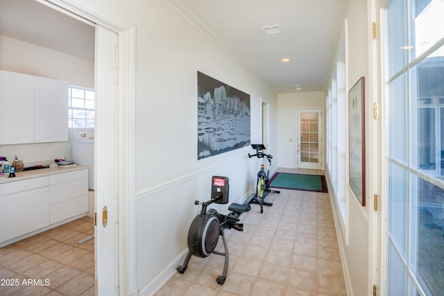 19125 N Lower Territory Rd, Prescott, AZ 86305 - exercise room featuring ornamental molding, light tile patterned floors, and recessed lighting