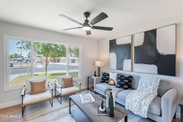 1061 E Fremont Dr, Tempe, AZ 85282 - living area with a ceiling fan and wood finished floors