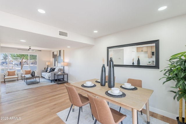 1061 E Fremont Dr, Tempe, AZ 85282 - dining space featuring light wood-type flooring, recessed lighting, and ceiling fan