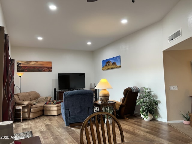 living room featuring hardwood / wood-style flooring