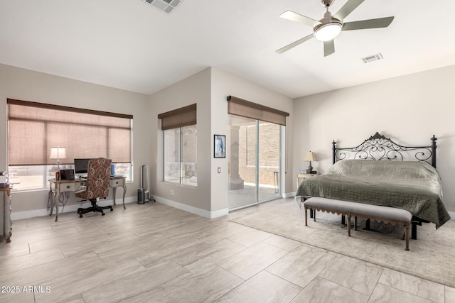 14058 S 24th Way, Phoenix, AZ 85048 - bedroom featuring access to outside, an office area, and a ceiling fan