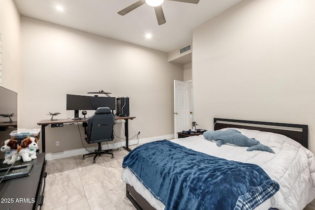 14058 S 24th Way, Phoenix, AZ 85048 - bedroom with a desk, a ceiling fan, and recessed lighting