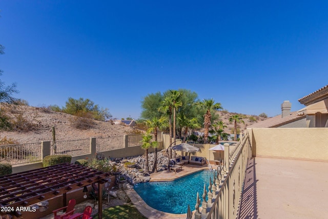 view of swimming pool with a patio area